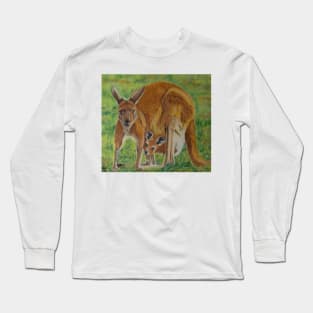 Mum and Joey Kangaroos Long Sleeve T-Shirt